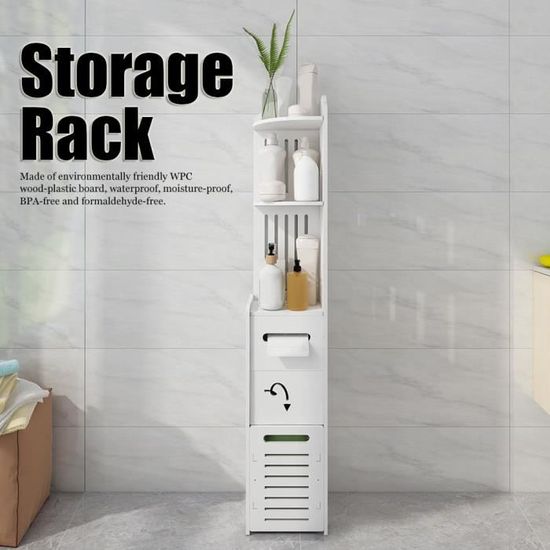 Organisateur De Cotons Démaquillants Vertical - Boîte De Rangement Avec Fente En U - Blanc, Pour Salle De Bain