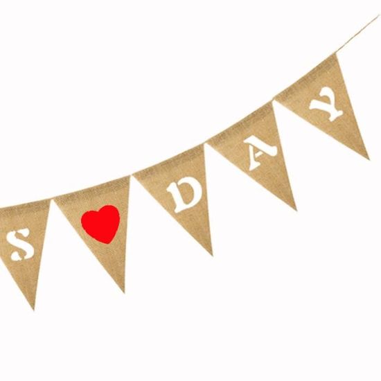 Déco Réutilisable événement Banderole Baptême "Mon BAPTÊME" - Guirlande Jute, 12 Fanions - Décoration Suspendue Garçon/Fille Guirlande Baptême Jute