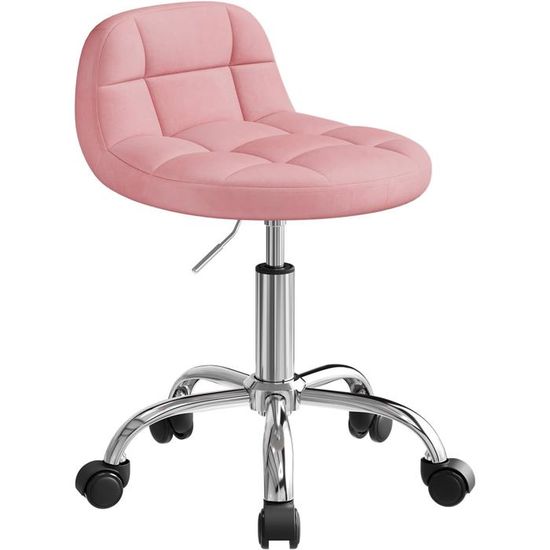 Tabouret Coiffeur FURWOO - Cuir Synthétique Hauteur Réglable 38-52cm Rose