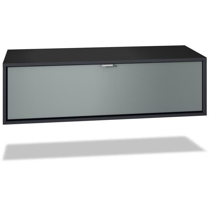 Meuble TV Lana 80 armoire murale lowboard 80 x 29 x 37 cm, caisson en blanc mat, façades en Graphite satiné mat