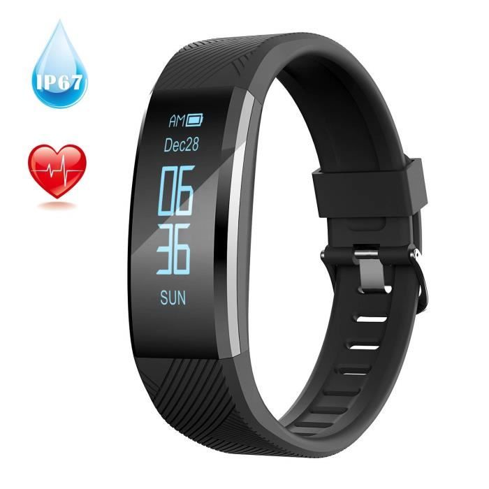 Montre Connecté Etanche IP67 Fitness Tracker d'Activité Montre Intelligent Bluetooth Sport avec