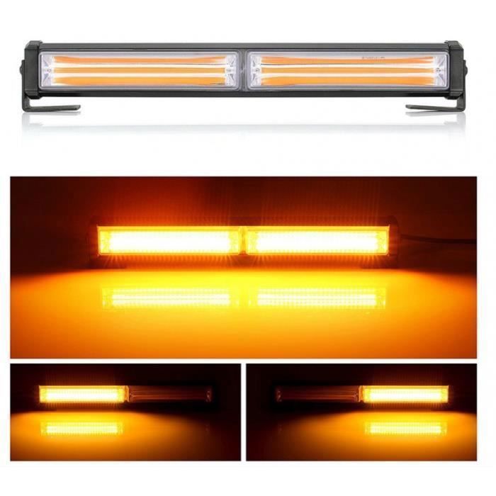 LED Barre Lumineuse 30cm 9 Fonctions 12V 24V Orange 36W