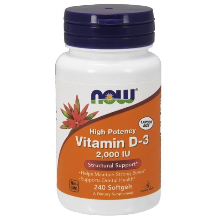 Vitamine D3 2000IU 240 cap Standard Now Foods Pack Nutrition Sportive