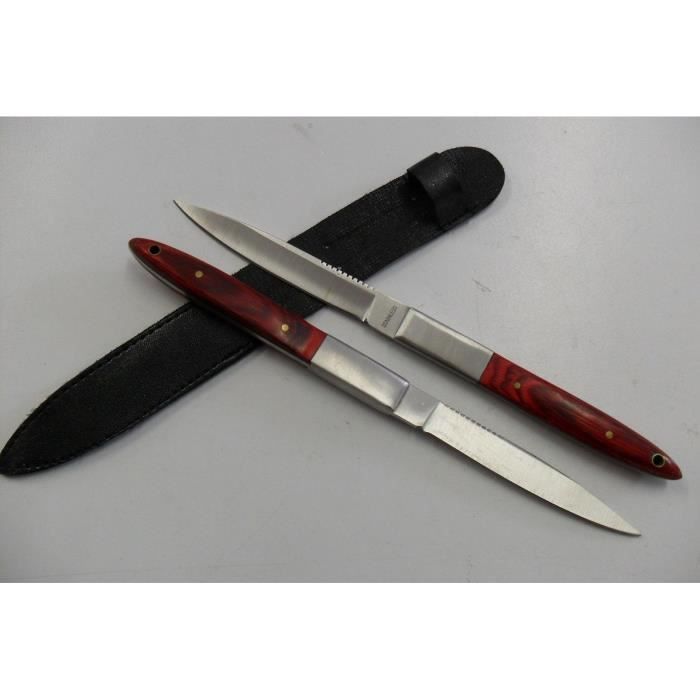 Couteau De Survie Non pliant Acier 24 cm Acier Inoxydable Manche Bois Etui Ceinture