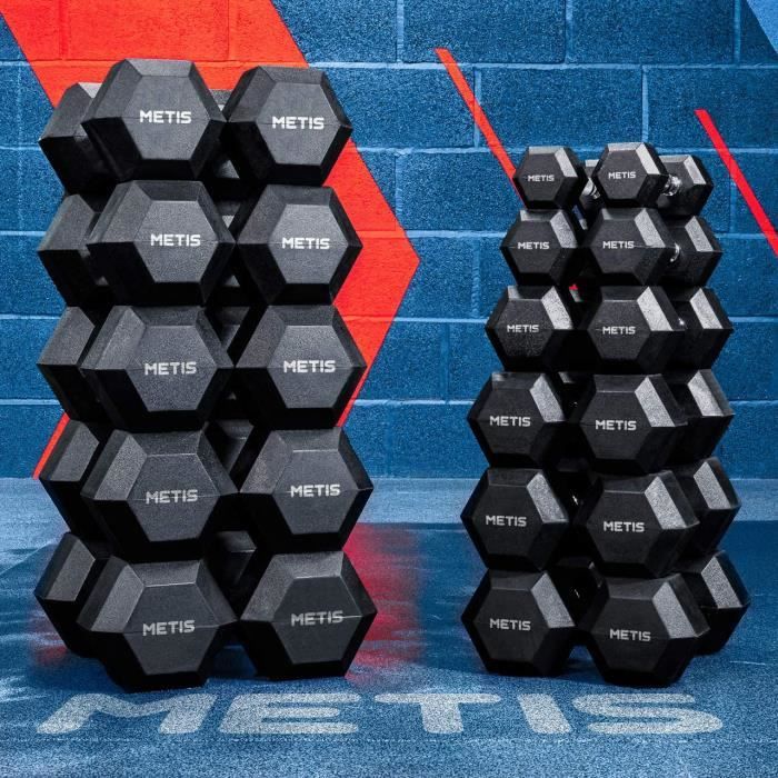 Haltères Hex Dumbbells – Paire de Charges Hexagonales Caoutchoutées - Entraînements & Musculation à Do11