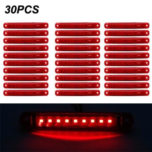 30pcs red 24v -SMD – feu latéral arrière rouge blanc jaune vert bleu 12-24V 9, pour voiture, Bus, camion, marqueur latéral de camion