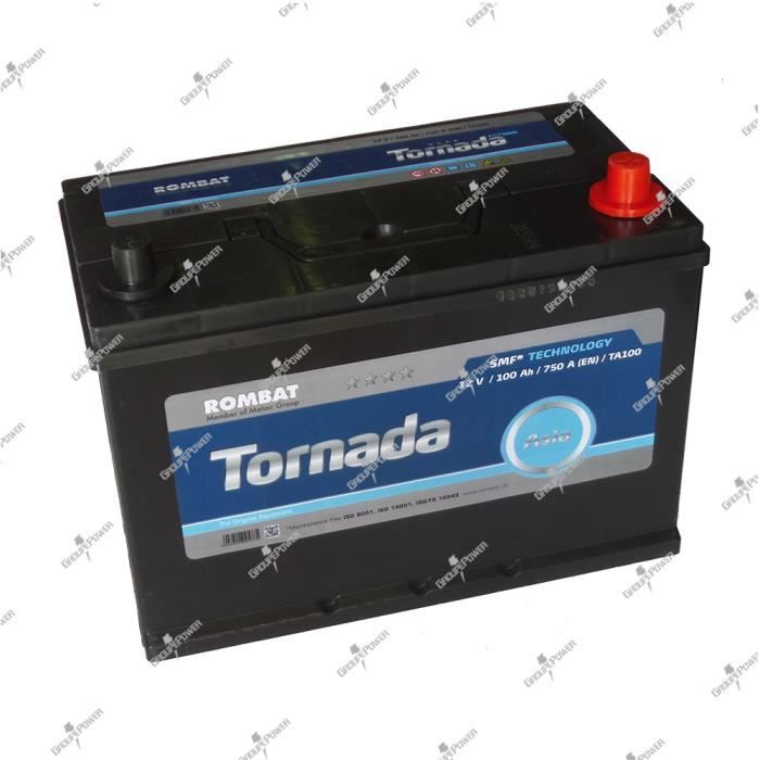 Batterie Tornada TA100 12v 100ah 7500A 305x179x222mm pole + à droite
