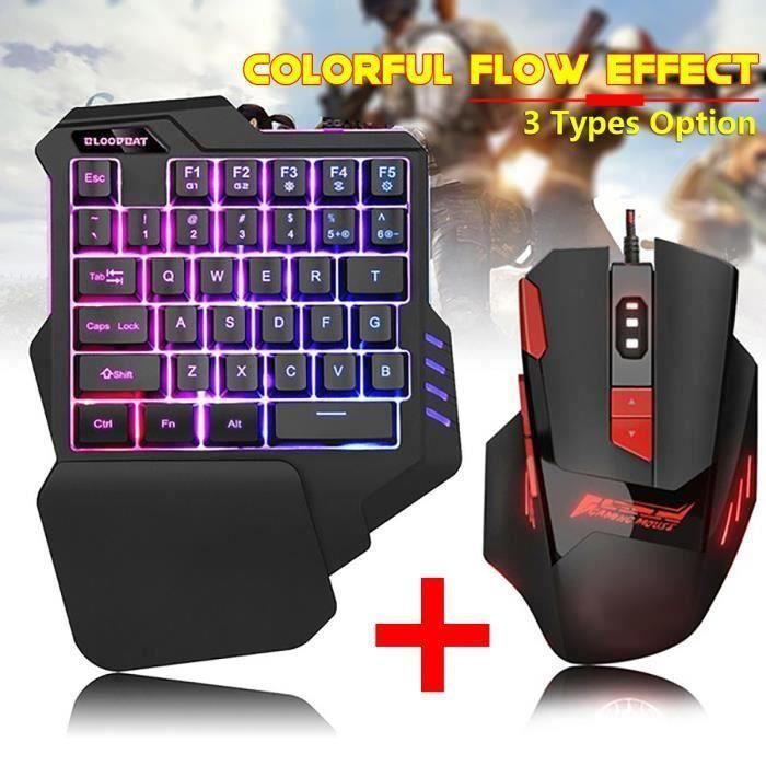 Clavier à une main Coloré et Souris RVB Mécanique Jeu Ma35035