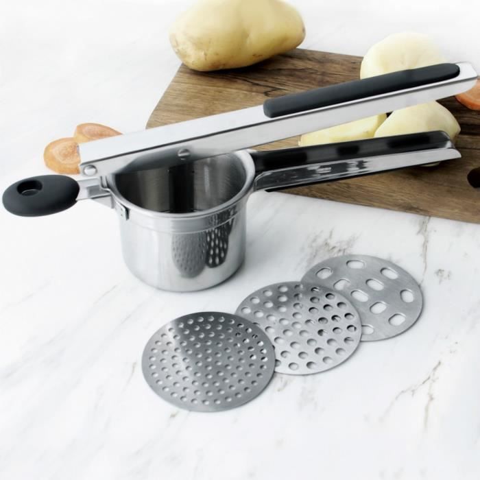 Presse-purée Acier Inoxydable Qualité Professionnelle Avec 3 Disques Interchangeables Création De Raisin,Citron,Pommes Autres Fruits