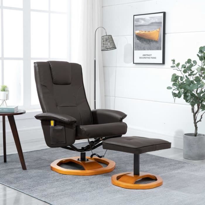 Fauteuil électrique de massage sofa Fauteuil relax Relaxation TV - avec repose-pied Marron SimilicuirTOP��8099