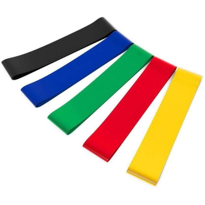 5PCS Bande Élastique Fitness Latex Bandes Élastiques Bande de Résistance Élastique 5 Niveaux de Force pour Musculation Pilates Y,413