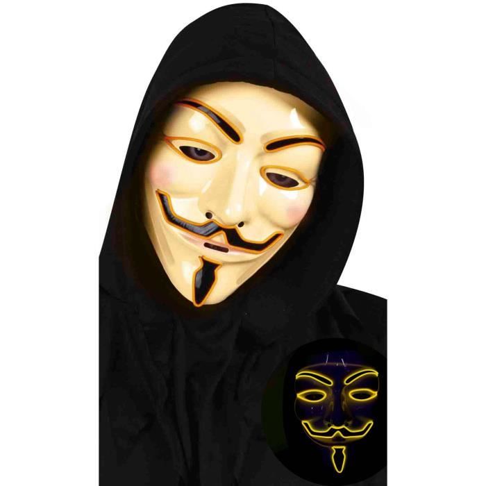 Masque V pour Vendetta avec Lumière pour le carnaval, un anniversaire déguisé ou une kermesse. Les enfants pourront se déguiser