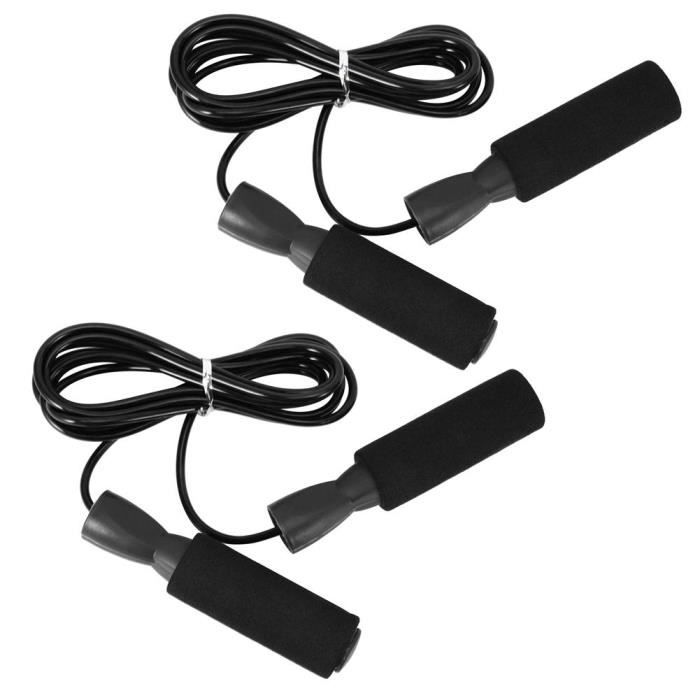 Fdit Corde sauteur 2pcs Corde à Sauter à Vitesse Réglable Outils aux Exercices de Fitness pour Étudiants Adultes(Noir )