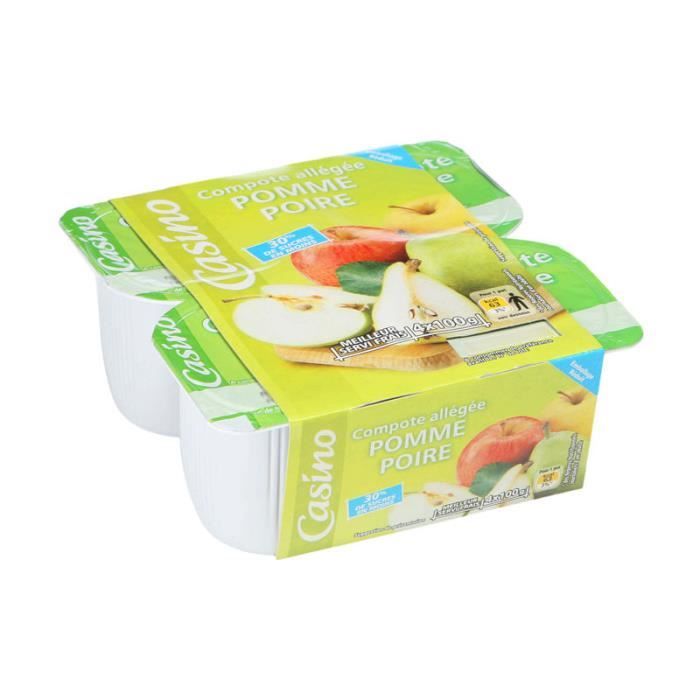 Lot de 4 Compotes allégées de pomme et poire - 400 g