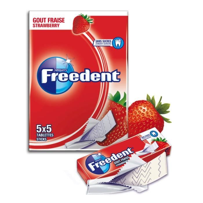 FREEDENT Chewing-Gum Fraise 5x5 (65g)