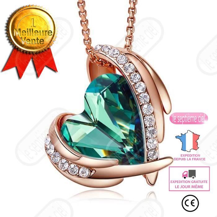LSC® Luxe Collier Femme - Strass Cristal Pendentif Cœur Zircon Diamant - Bijoux femme - Cadeau Anniversaire Noel