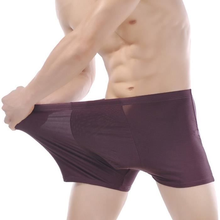 Boxer Homme Sexy Fibre de Bambou Short Boxeur Caleçon Stretch Sous-vêtements Grande Taille 4XL-6XL Violet