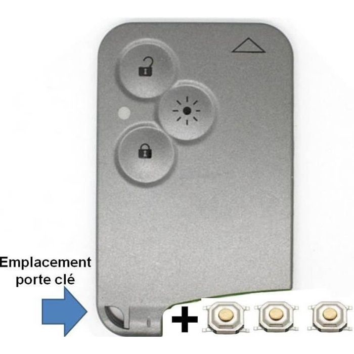 Coque carte de clé plip Renault 3 boutons Mégane2 Laguna2 Scenic2 Clio3 modèle PHARE/FEU sans lame + 3 boutons Switch à souder
