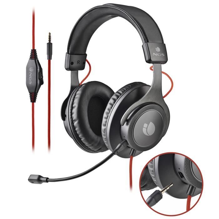 NGS CROSS TRAIL - Casque Filaire avec Double Microphone, Idéal pour les Appels Vidéo, Noir