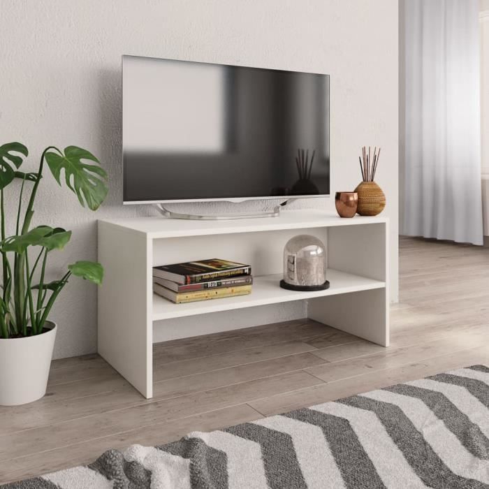 Meuble TV scandinave Meuble HI-FI Contemporain Blanc 80 x 40 x 40 cm Aggloméré