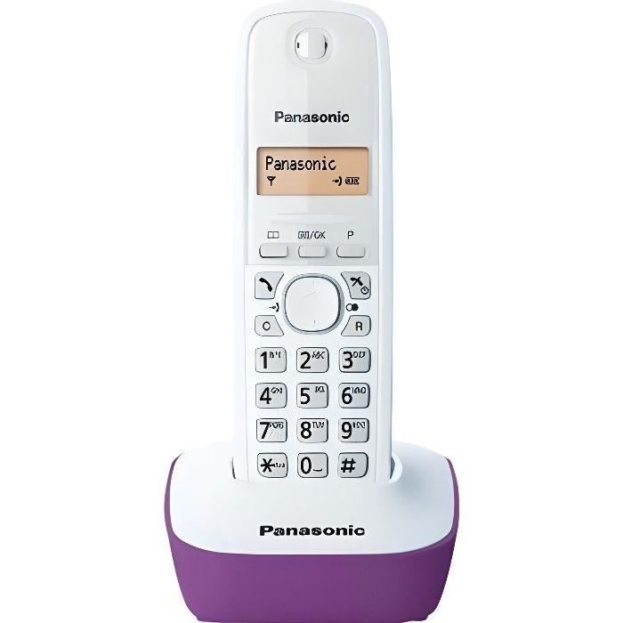 Panasonic KX-TG1611FRF Solo Téléphone Sans Fil Sans Répondeur Blanc Pourpre