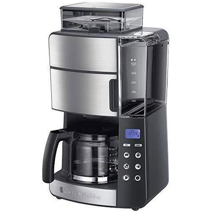 Russell Hobbs Machine à Café, Cafetière Filtre Semi Automatique 1000W, Moulin à Grains Intégré, Programmable - 25610-56 Grind and