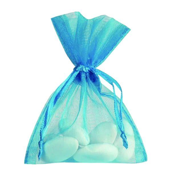 Sac de 10 sachets Organza pour dragées Turquoise