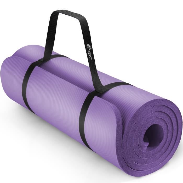 TRESKO Tapis d'exercice fitness yoga pilates gym, en Mousse NBR (185 x 60 x 1,0cm) Pourpe