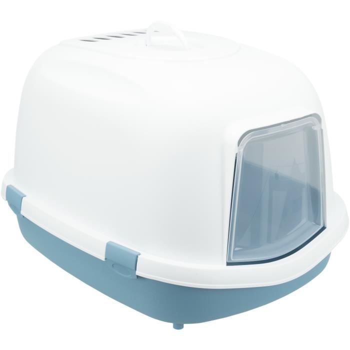 TRIXIE Bac à litière Primo Top avec couvercle - XXL - 56 x 47 x 71 cm - Bleu et blanc - Pour chat