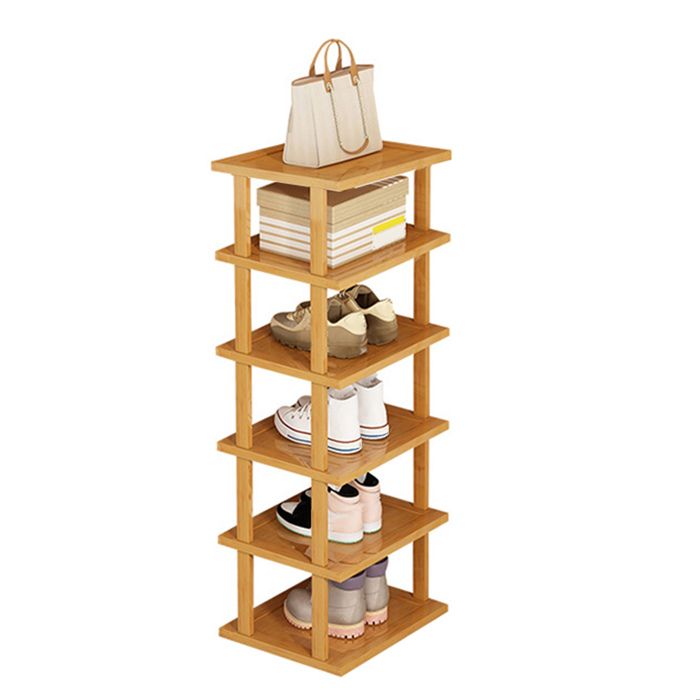 Étagère à chaussures en bois Etagère de rangement pour chaussures dentrée en bambou à structure stable
