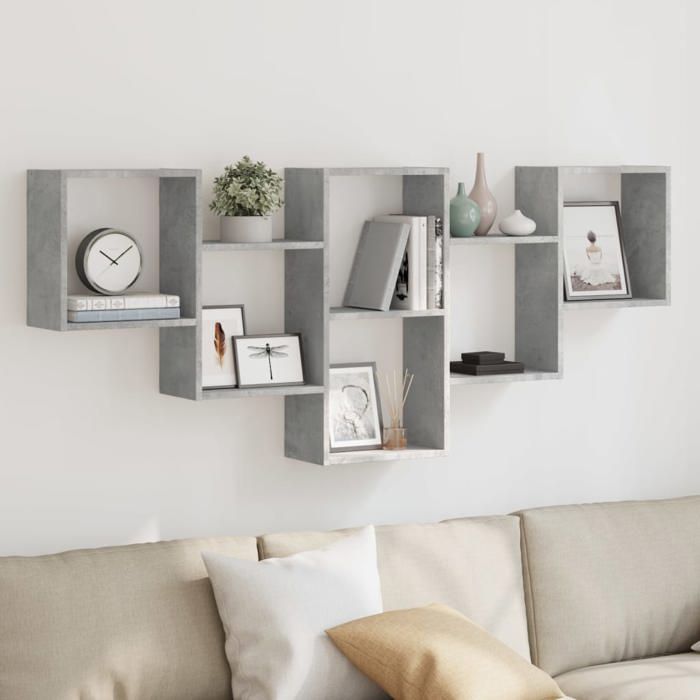 vidaXL Étagère murale gris béton 159x18x66 cm bois dingénierie étagère flottante étagère dexposition murale étagère 853302
