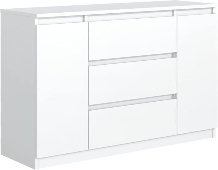 Commode 6 Tiroirs Blanc - 100x39x78.5 Cm - Meuble De Rangement Pour Chambre, Salon, Entrée - Design Moderne Sans Poignées - 7