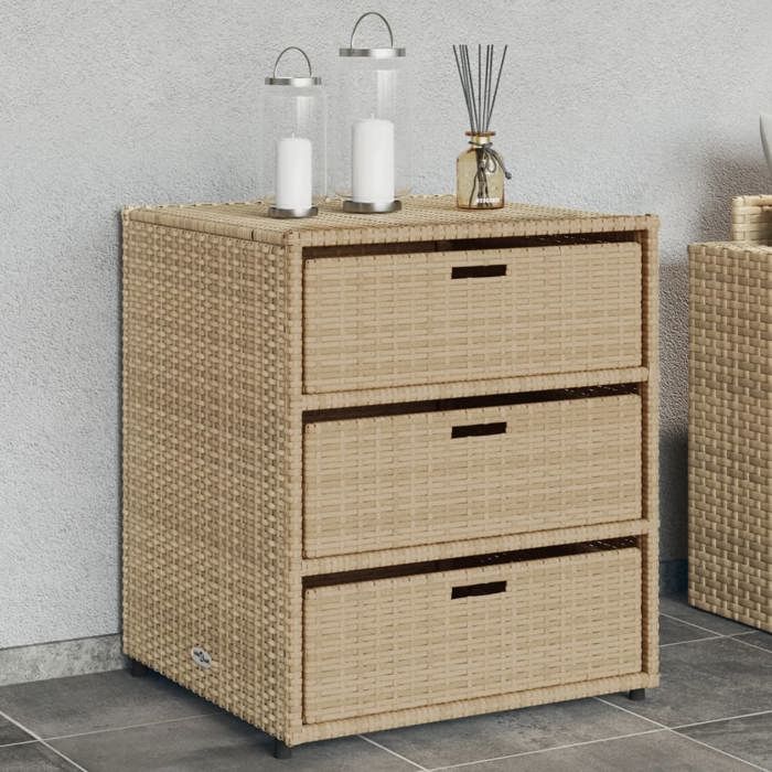 SALE 2025Armoire de rangement de jardin - Coffre de rangement extérieur beige 55x59x69 cm résine tressée168 Kg 4909
