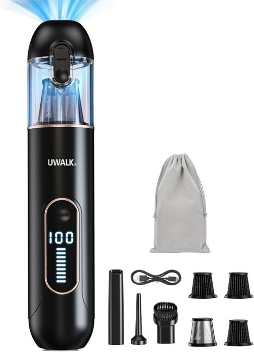 Aspirateur Voiture Sans Fil 19000Pa – Mini Portable 7500mAh, 3 Accessoires & Filtres HEPA