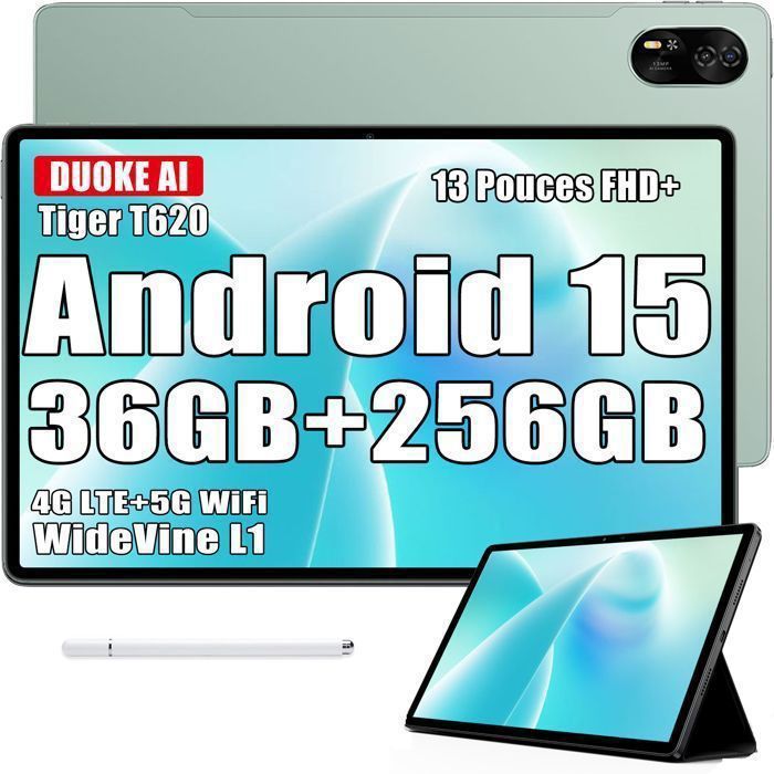 Blackview MEGA 8 Tablette Tactile 13 90Hz Gemini AI Android 15 36 Go RAM 256 Go/SD 2 To11000mAh50MP+13MPWifi Dual Sim – Vert