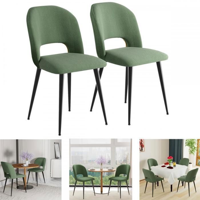 Lot de 2 Chaises Salle à Manger - XUANYU - Chaises de Cuisine Rembourrées - Pour Cuisine Salon Chambre Bureau - Vert
