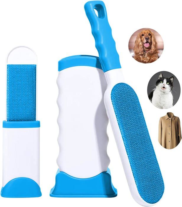 Comparer les prix de Brosse anti-peluches double face pour animaux de compagnie avec base autonettoyante pour éliminer les poils de chat et de chien