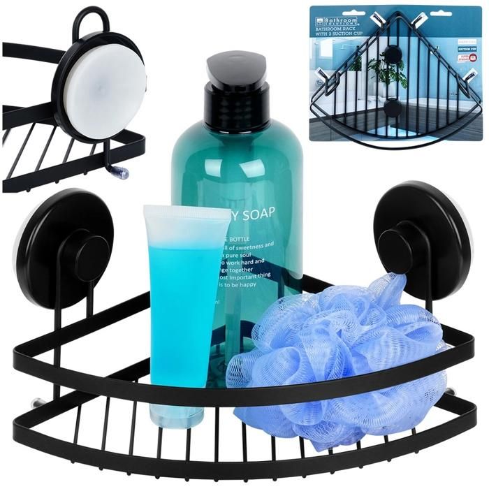 ETAGERE DE SALLE DE BAIN POUR DOUCHE DANGLE AVEC VENTOUSES NOIRE 20x20x12.5CM ETAGERE DE SALLE DE BAIN POUR DOUCHE DANGLE AVEC VENTOUSES NOIRE 20x20x12.5CM