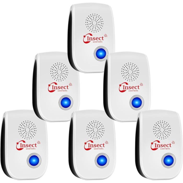 Répulsif Ultrason 6 Pack - Anti Souris, Rats, Cafards, Moustiques - Couverture 100m² - Sans Produit Chimique - 1