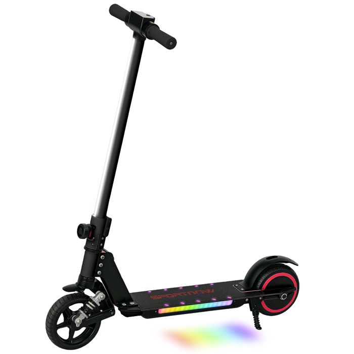 Trottinette électrique pour enfants - SPORTNOW - pliable - vitesse max 14 km/h - avec double frein - 6-14 ans - en aluminium - noir