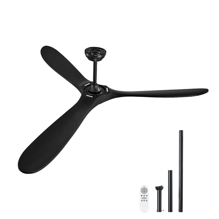 Ventilateur Plafond - DUOKU - 72 Pouces - Sans Lumière - Télécommande 6 Vitesses - Noir - Duoku