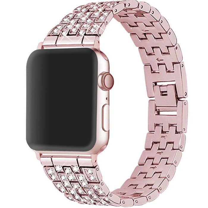 Stravo Bracelet bijou métal compatible Apple Watch 38/40/41/42 mm Série 1-11 SE 1-3 – Élégant luxe – Rose