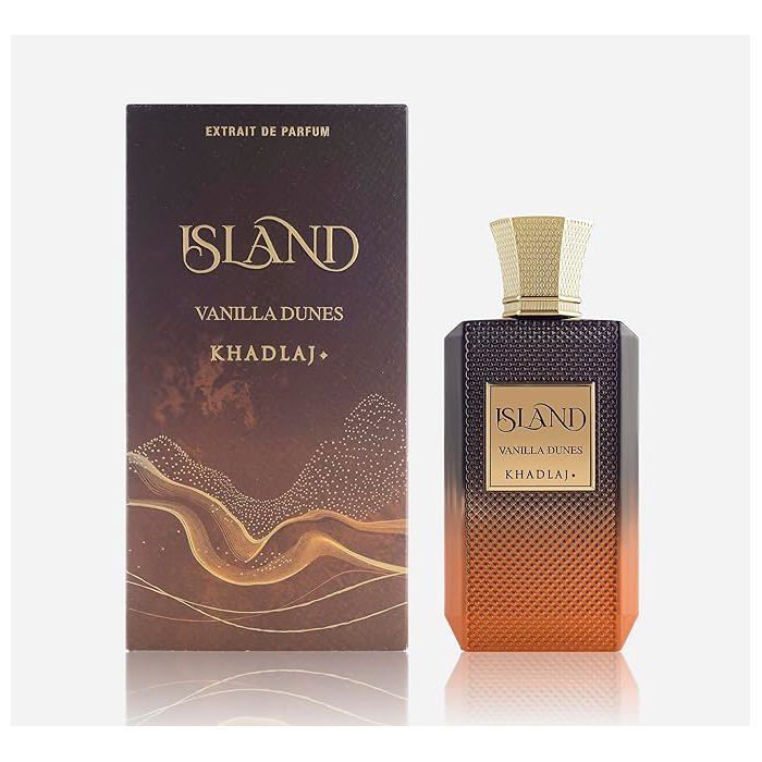 Khadlaj Island Vanilla Dunes Extrait de parfum en flacon vaporisateur 100 ml – Parfum chaud et épicé à la vanille bourbon (unisexe