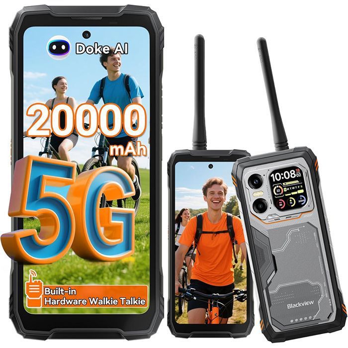 Téléphone Portable Incassable Blackview XPLORE 1 Walkie Talkie 5G Smartphone 678 Android 1548Go+512Go/2To20000mAhNFC-Noir