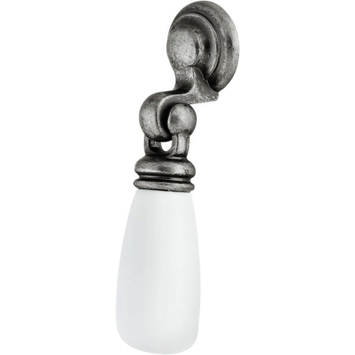 cyclingcolors 1x Tirette poignée de meuble porcelaine céramique finition nickel étamé tiroir armoire vintage avec vis