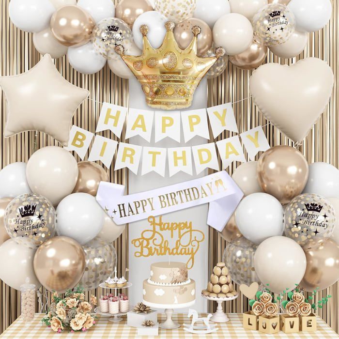 Daimay Ensemble de décorations de fête d'anniversaire - Beige 50