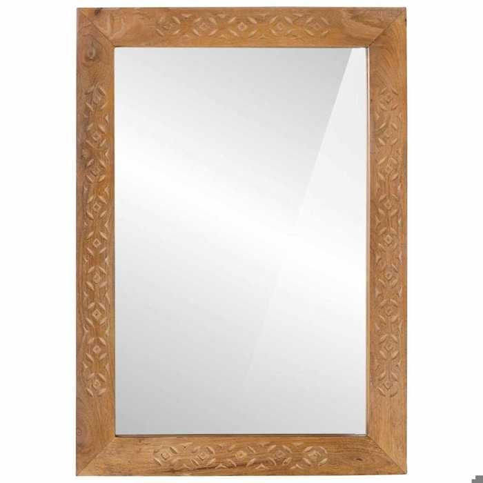 Miroir de salle de bain - vidaXL - Marron clair - 70x50x25 cm - Verre et bois de manguier - Usage intérieur