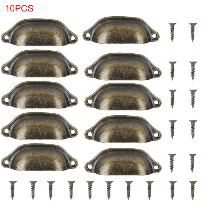 ElektraH 10pcs Poignée de Meuble Boutons de Meubles 98 x 34 mm Forme Coquille Boutons darmoire avec Vis pour Tiroir Cuisine Armoire