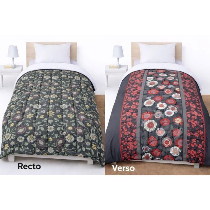 Couette légère imprimée Fleurs / japonisant - 1 ou 2 personnes 200 x 200 - MORTREUX