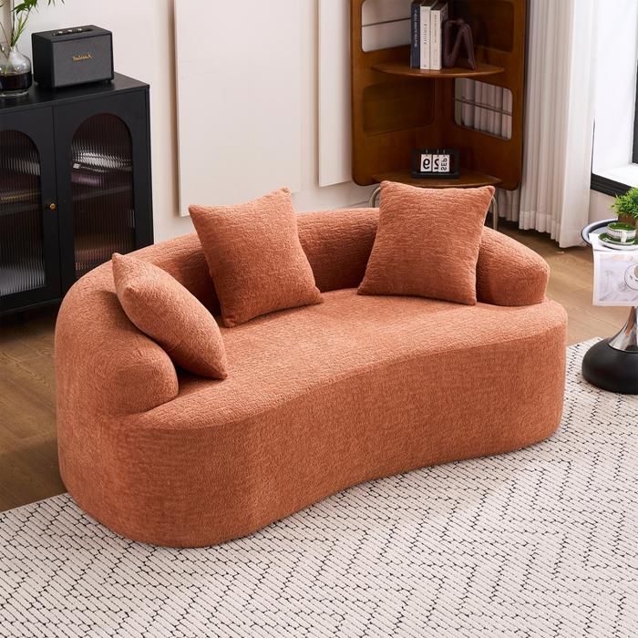 Canapé modulable en L pour deux personnes livré avec trois coussins décoratifs sans montage Blanc
